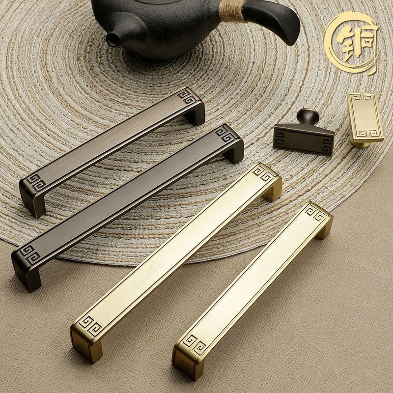 Mid‑Century Brass Cabinet Pull Solid Copper Door Handle for Wardrobe TV Cabinet Drawer Furniture Hardware