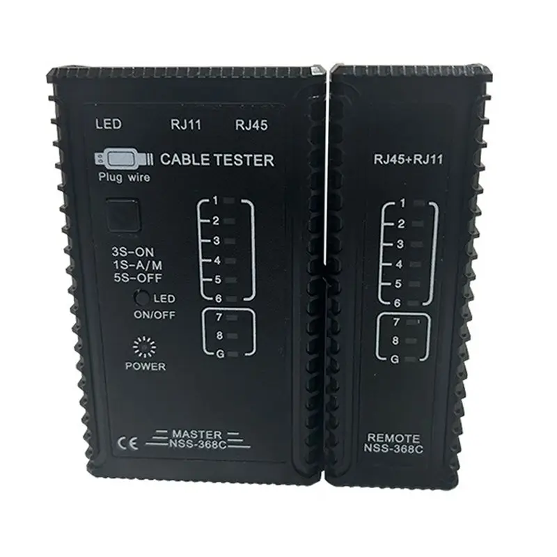 M51K-RJ45 RJ11 Cable Tester Network Tool Lan Internet Phone Tester Telephone Line Internet Cafe Cable Testing Device Black