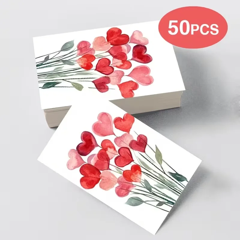 50-Pack Colorful Fuchsia Heart Balloon Cards 3.5x2-Inch Blank Back for Greetings Ideal for Thank You Gifts Labels Suitable for V