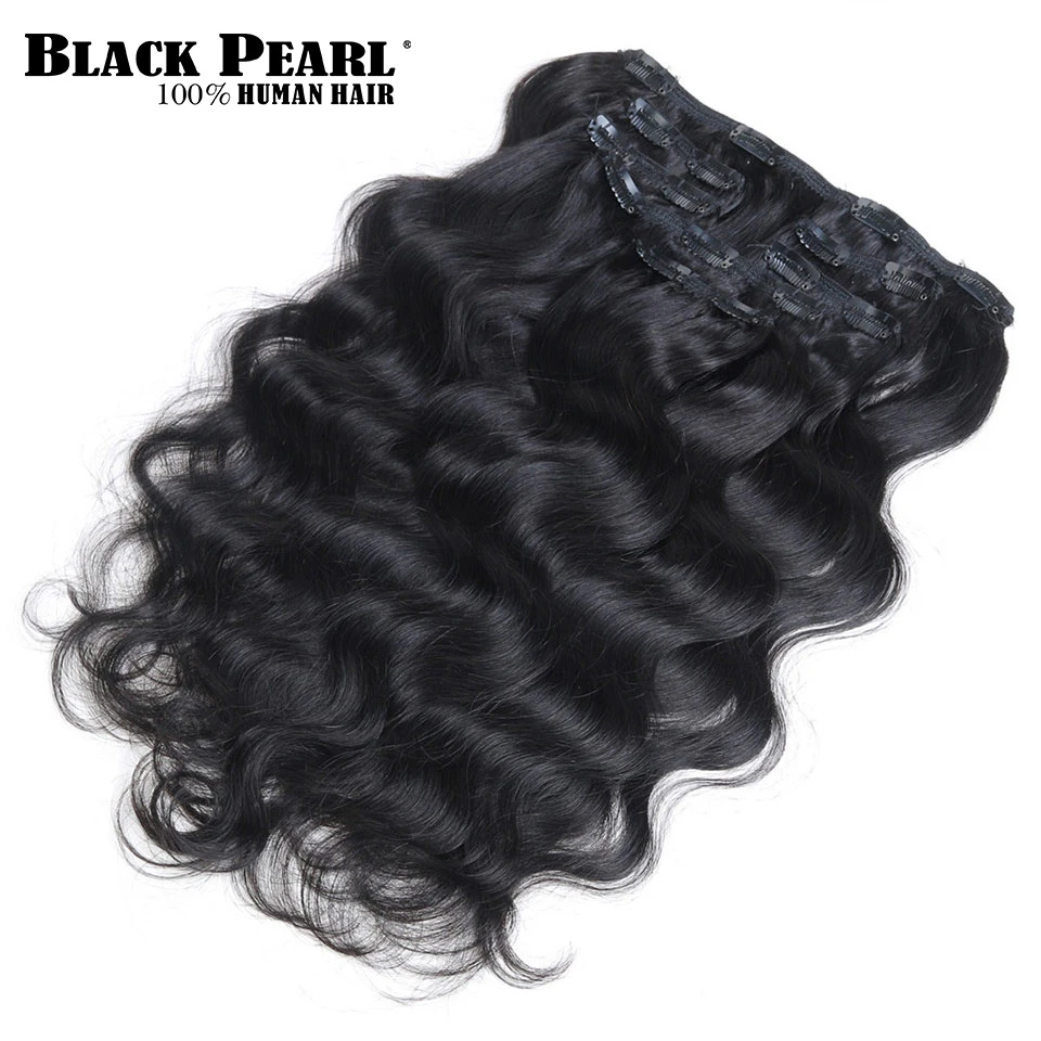 Black Pearl Clip In Human Hair Extensions Body Wave Machine Made Remy Hair 613 Blonde 12inch-20inch Natural 7pcs Set Sale