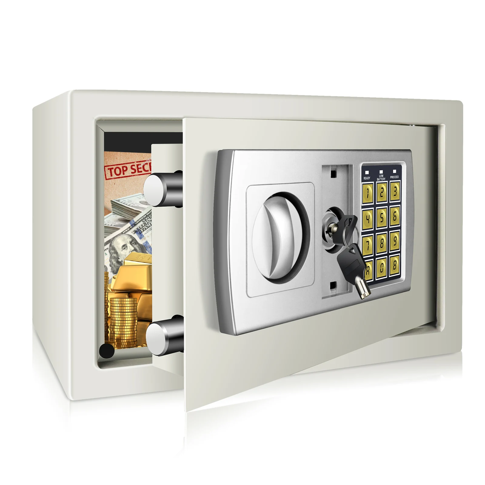 Fireproof Digital Safe Box Home Safes Cash Anti-theft Safe Box Electronic Documents Safety 8.5L Security Box Solid Steel 2 Keys