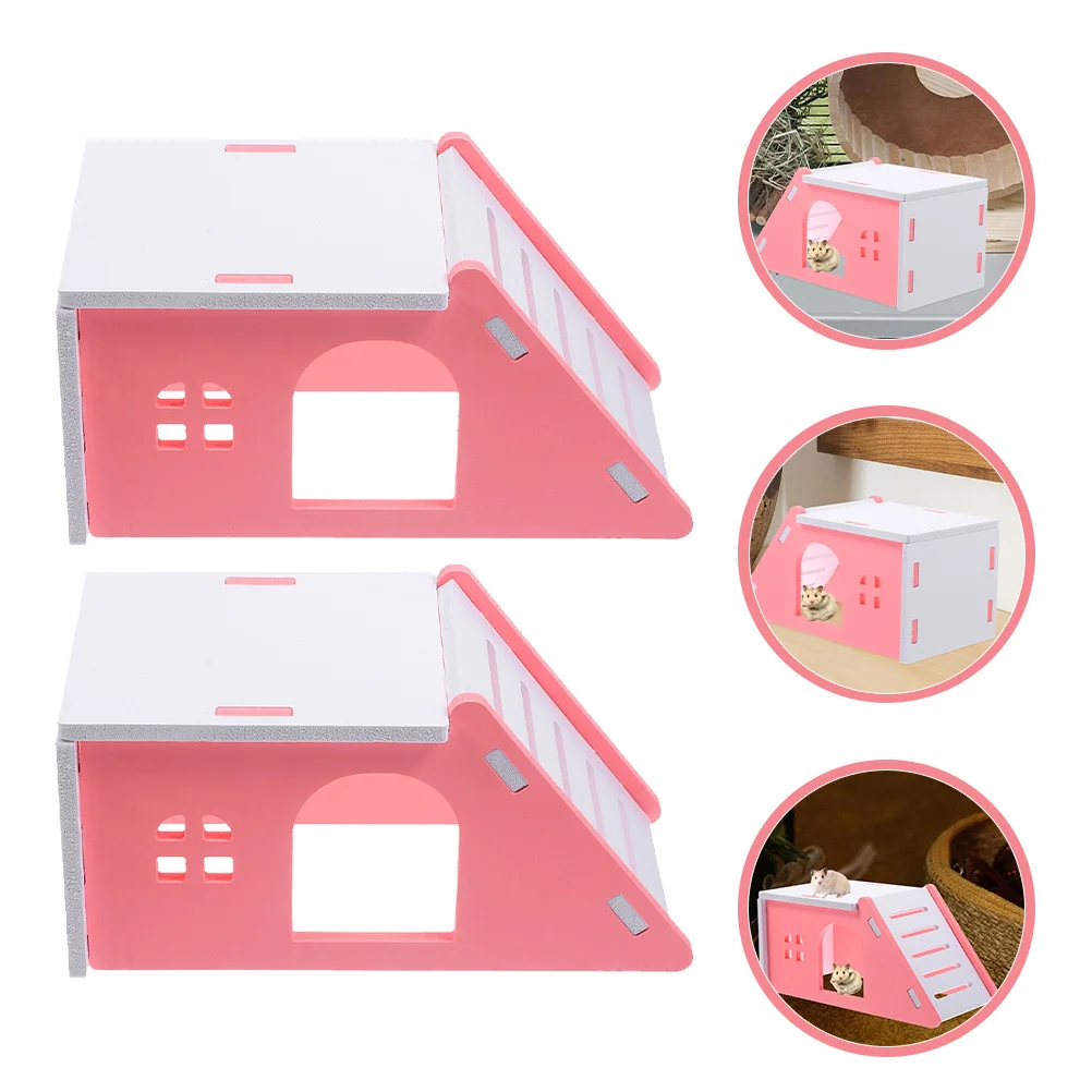 

2Pcs Hamster Hideouts PVC Small Animal House Comfortable Sleep Play Shelter Hamster House Hideaway Hut Cage Accessories