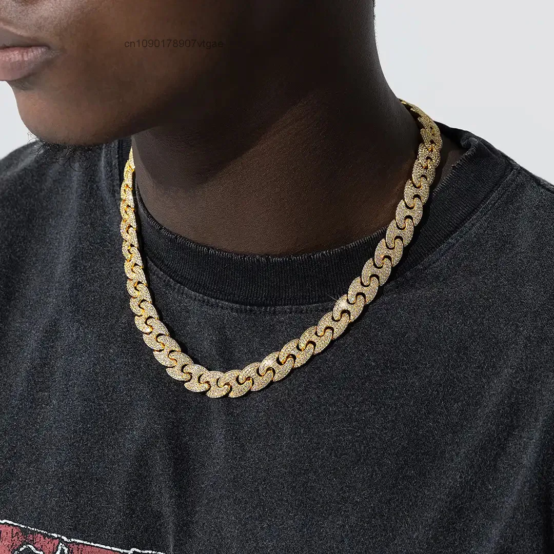 Jewelry Dope Hiphop Necklace G-Link Chain 925 Sterling Silver Iced Out 12mm VVS Moissanite Cuban Chain.