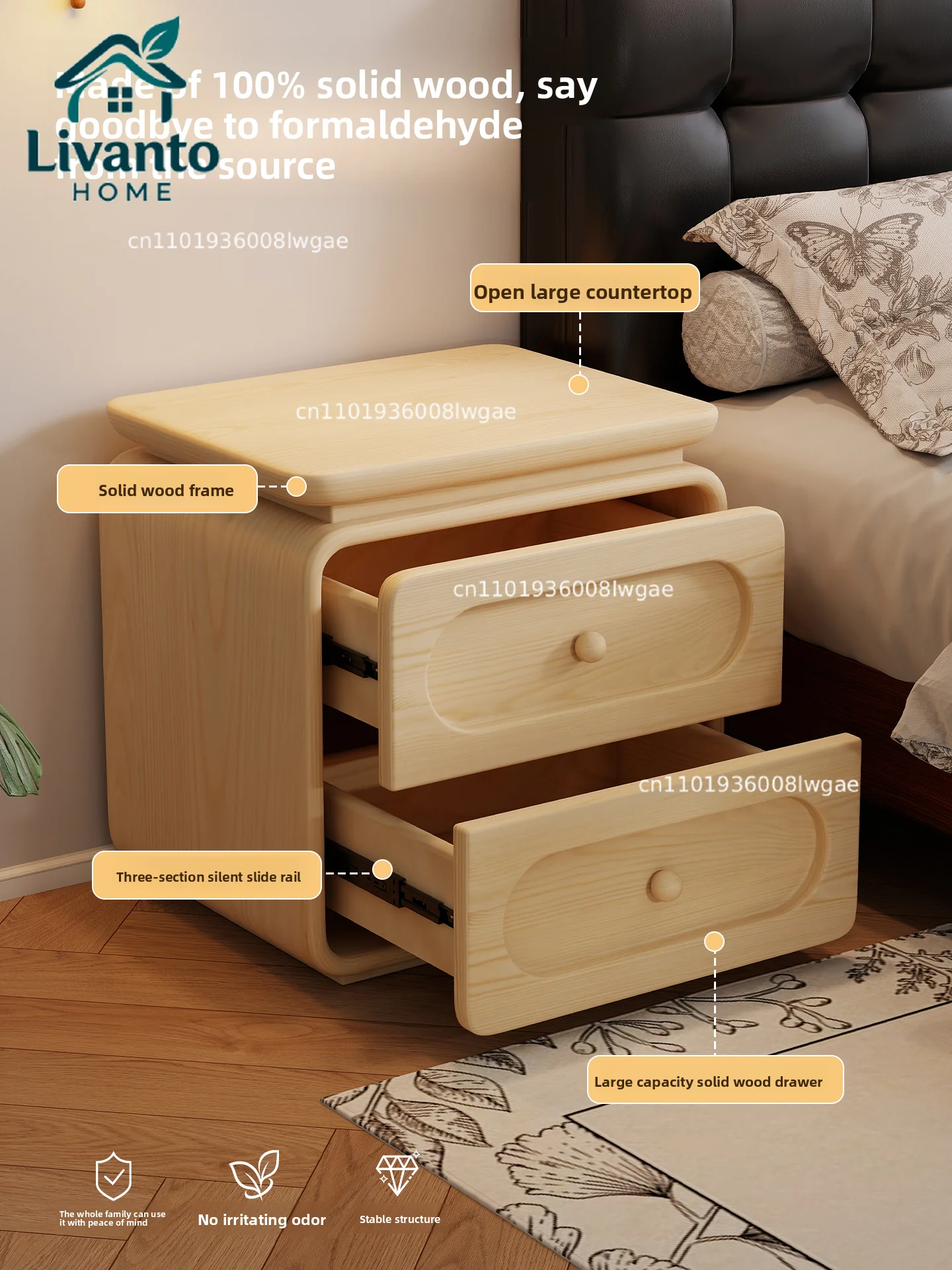 

Medieval bedside table household bedroom 2026 new black light luxury high-end solid wood small bedside storage cabinet