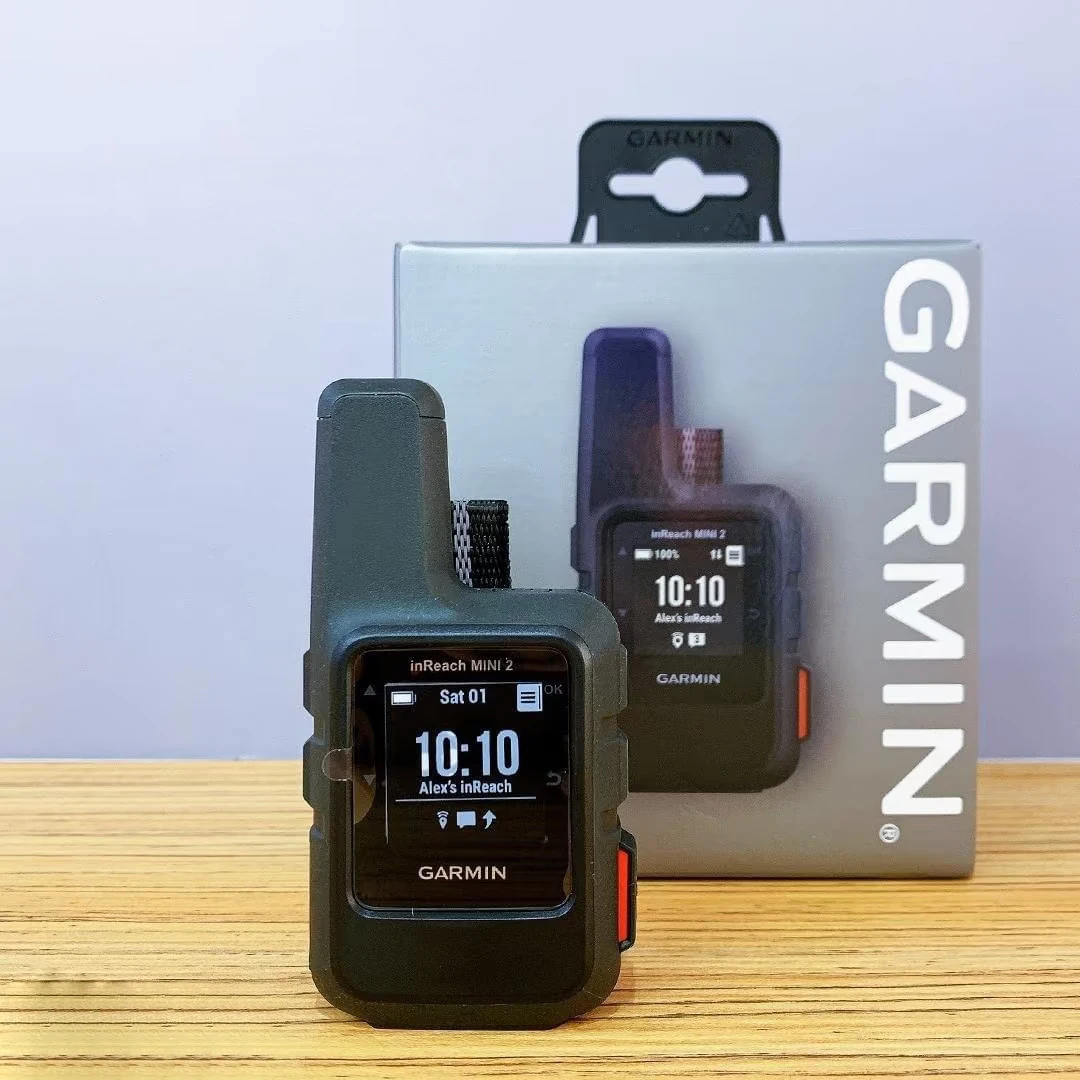 جهاز اتصال قمر صناعي خفيف الوزن ومدمج من Garmin inReach Mini 2 للمشي لمسافات طويلة، برتقالي - 010-02602-00، مناسب لركوب الدراجات