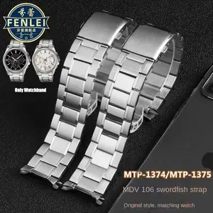Per Casio MDV106 cinturino curvo in acciaio inossidabile MTP 1374 MTP 1375 MDV 106 cinturino in metallo solido catena 22mm cinturino da polso da uomo AliExpress