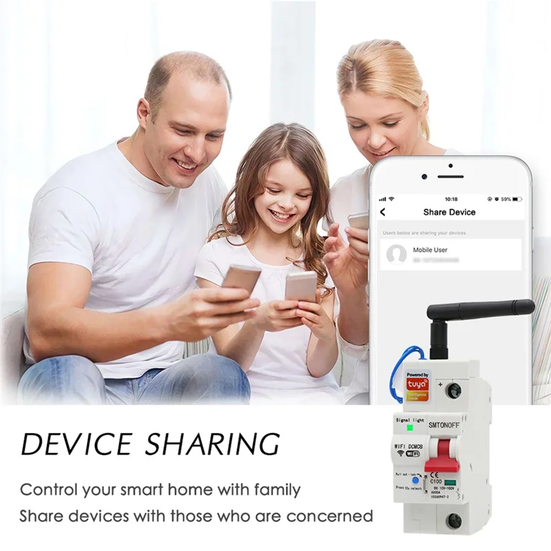 Tuya Smart Life Wifi DC Smart Circuit Breaker 12V 24V 48V Overload Short Circuit Protection For Alexa Google Homeabgi