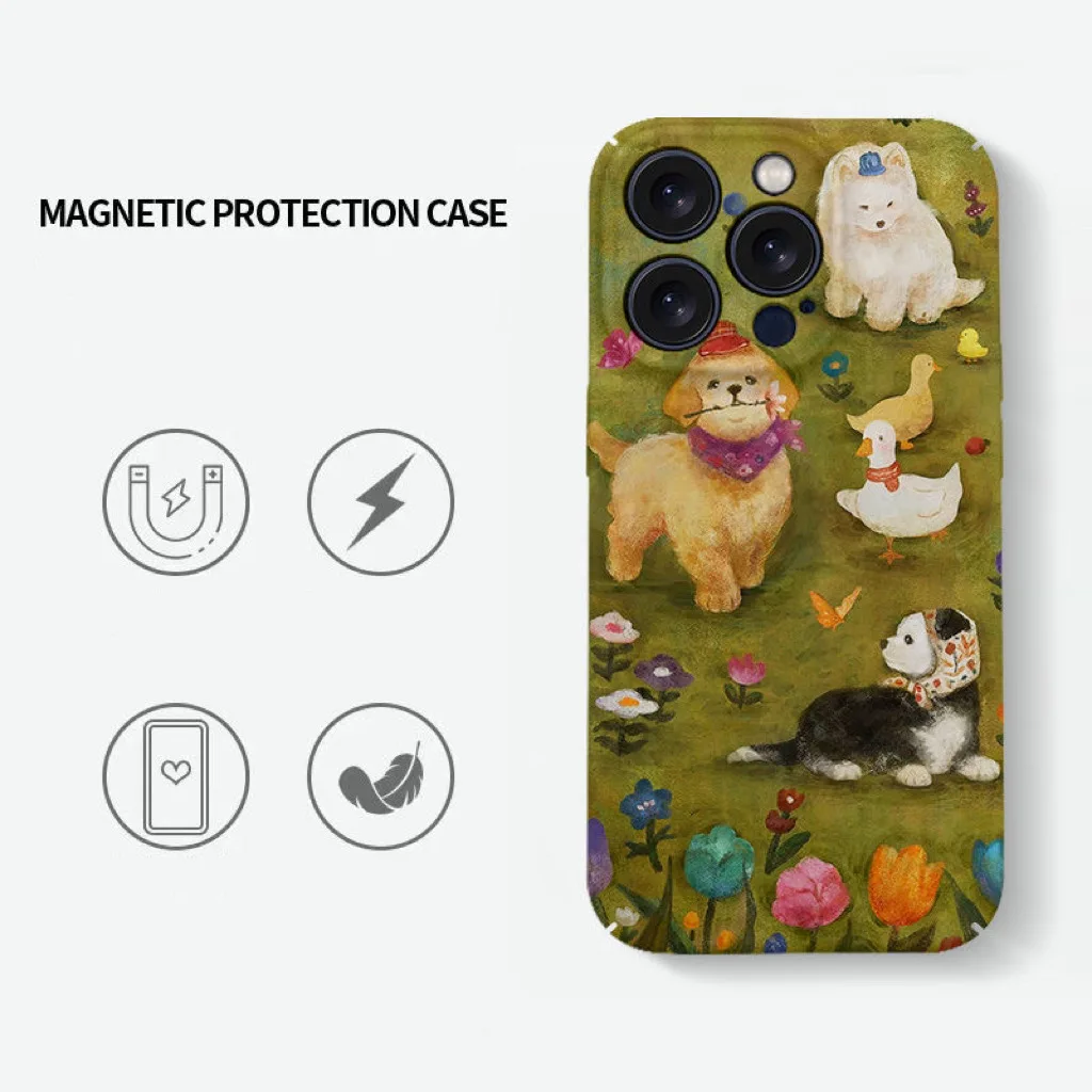 INS Gentleman Dog Green Case for IPHONE 16 PRO MAX 14 13 PRO MAX 14 15 16 PLUS 12 11 XR XS MAX Acrylic Hard Mobile Phone Cases