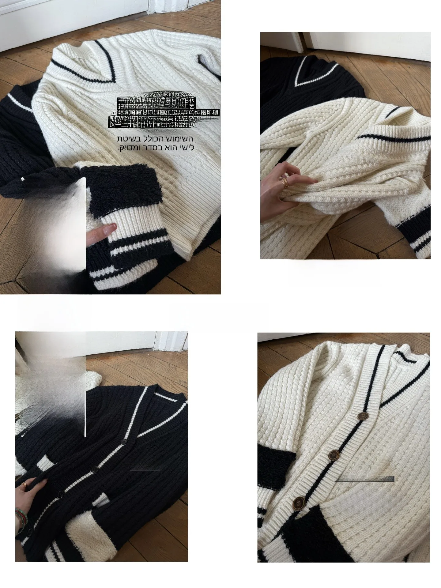 

Теплый вязаный кардиган из шерстяной смеси с двойной вышивкой и V-образным вырезом, длинный рукав, повседневный стиль