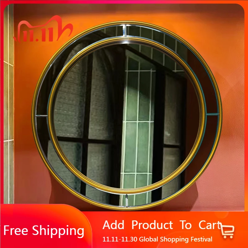 Circular Round Mirror Wall Decoration Modern Girls Small Bedroom Bathroom Mirror Funky Luxury Espelhos Living Room Decorations