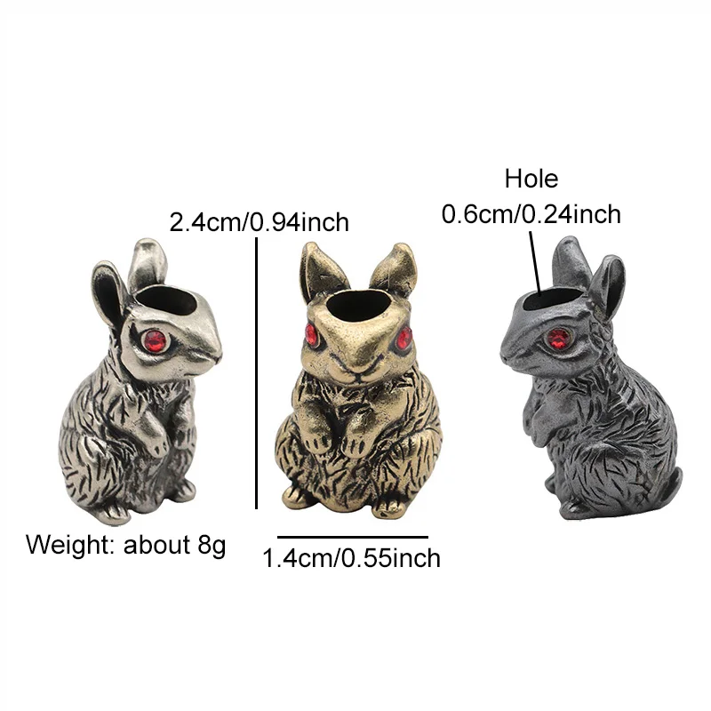 Cute Rabbit Brass Knife Beads EDC Outdoor DIY Paracord Woven Lanyard Pendant Men Bracelets Charms Jewelry Hangings Accessories