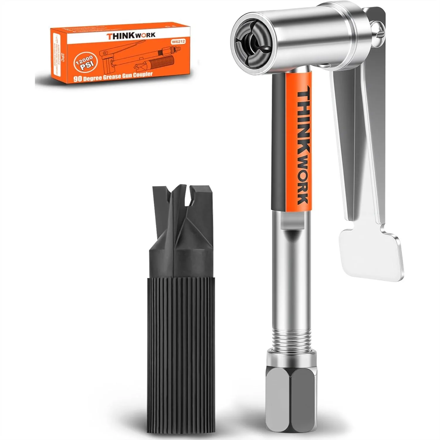 

90 Degree Grease Gun Coupler, 12000 PSI Quick Release Locking Grease Coupler, Compatible with All 1/8" NPT Grease Guns for Tight