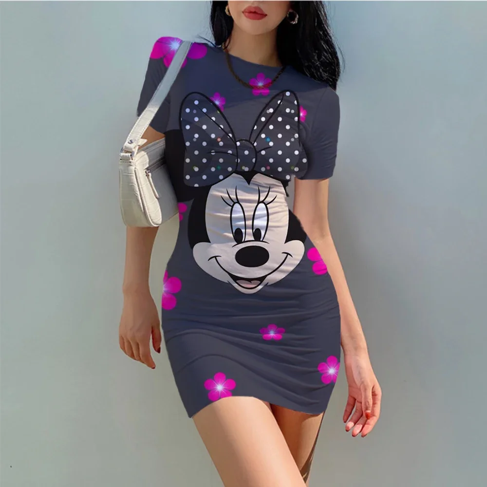 Fairyshey-vestido ajustado de Disney para mujer, minivestido Sexy de Minnie y Mickey Mouse, ajustado, de noche, para verano, 2024