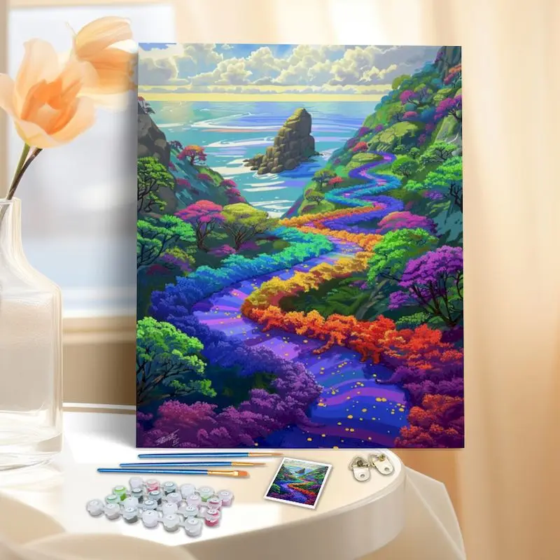 SDOYUNO Diy Painting By Numbers For Adults Rivers Scenery Coloring By Numbers Acrylic Paints Numbers Painting For Home Decoratio