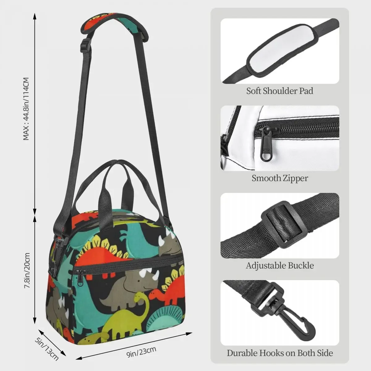 NOISYDESIGNS Cute Dinosaur Print Lunch Bags For Women Kids Food Storage Handbags Travel Picnic Pouch Insulated Cooler Bento Bag