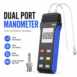 Digital Manometer Dual Port Differential Pressure Gauge Professional Gas Water Pressure Tester 11 Units Selectable Portable Air
