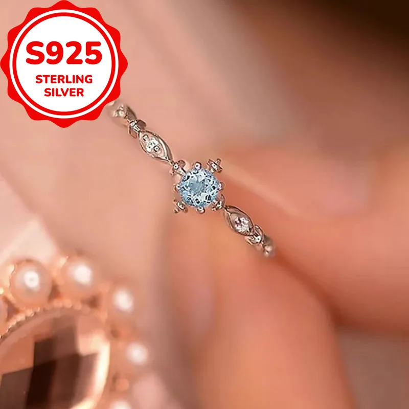 925 Sterling Silver Elegant Everyday Versatile Light Luxury Snowflake Synthetic Zircon Adjustable Open Ring, Simple and Stylish