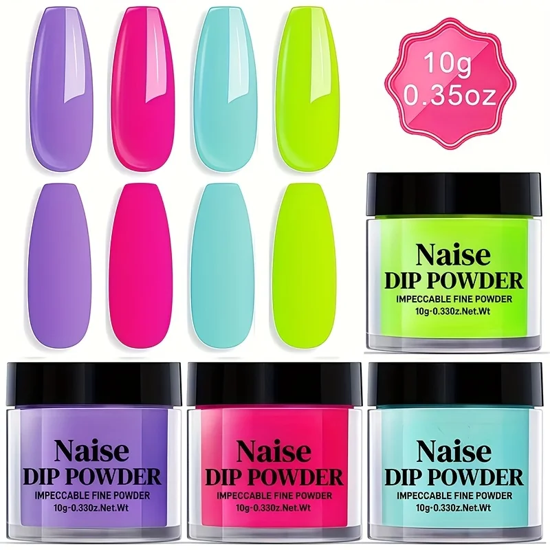 Set di unghie rosa immersivo - 4 tonalità morbide (viola, rosa, verde, blu) |   Set per principianti inodore per manicure e pedicure francesi fai da te