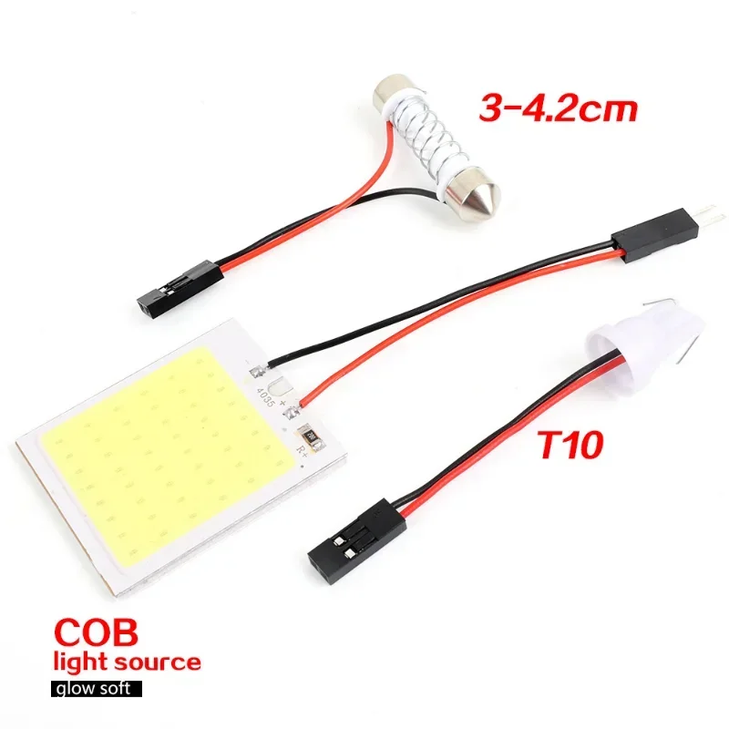 Lámpara COB para coche, Panel de luces LED Interior, bombillas, luces de techo T10, puntas dobles, 48 luces, bombillas LED, accesorios interiores, 4/2/1 Uds.