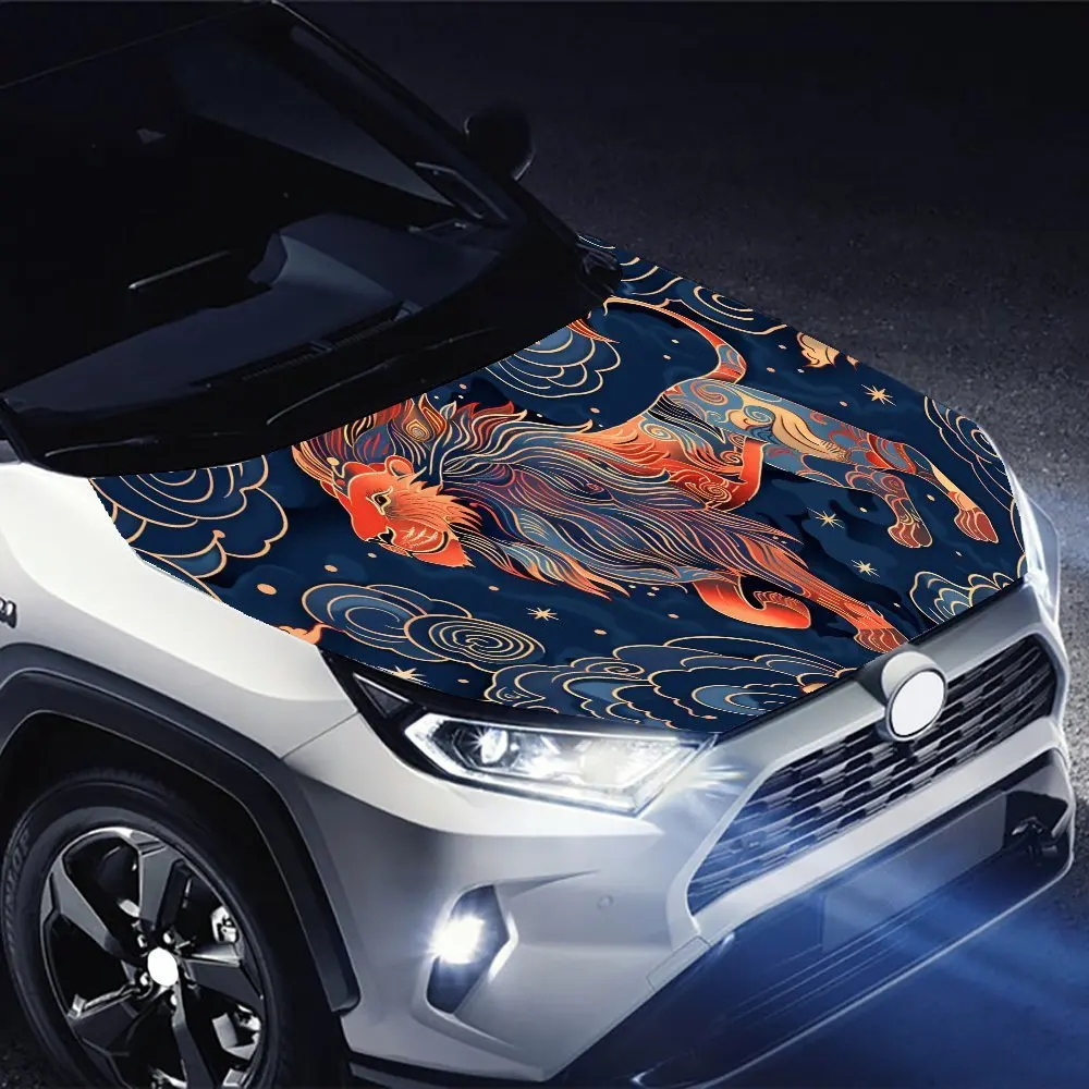 สติ๊กเกอร์ติดฝากระโปรงรถลาย Myth Lion กันน้ำ มีกาวในตัว ทนต่อการขีดข่วน ติดง่าย สติ๊กเกอร์ PVC สำหรับรถยนต์ ทนทาน ตกแต่งรถยนต์