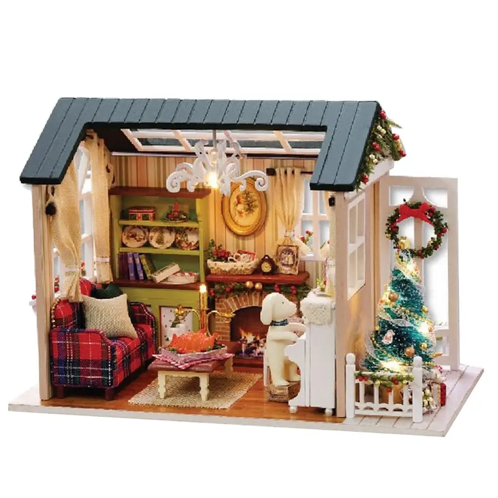 1:24 인형의 집 미니어처 창의적인 방 생일 선물-휴일 시간