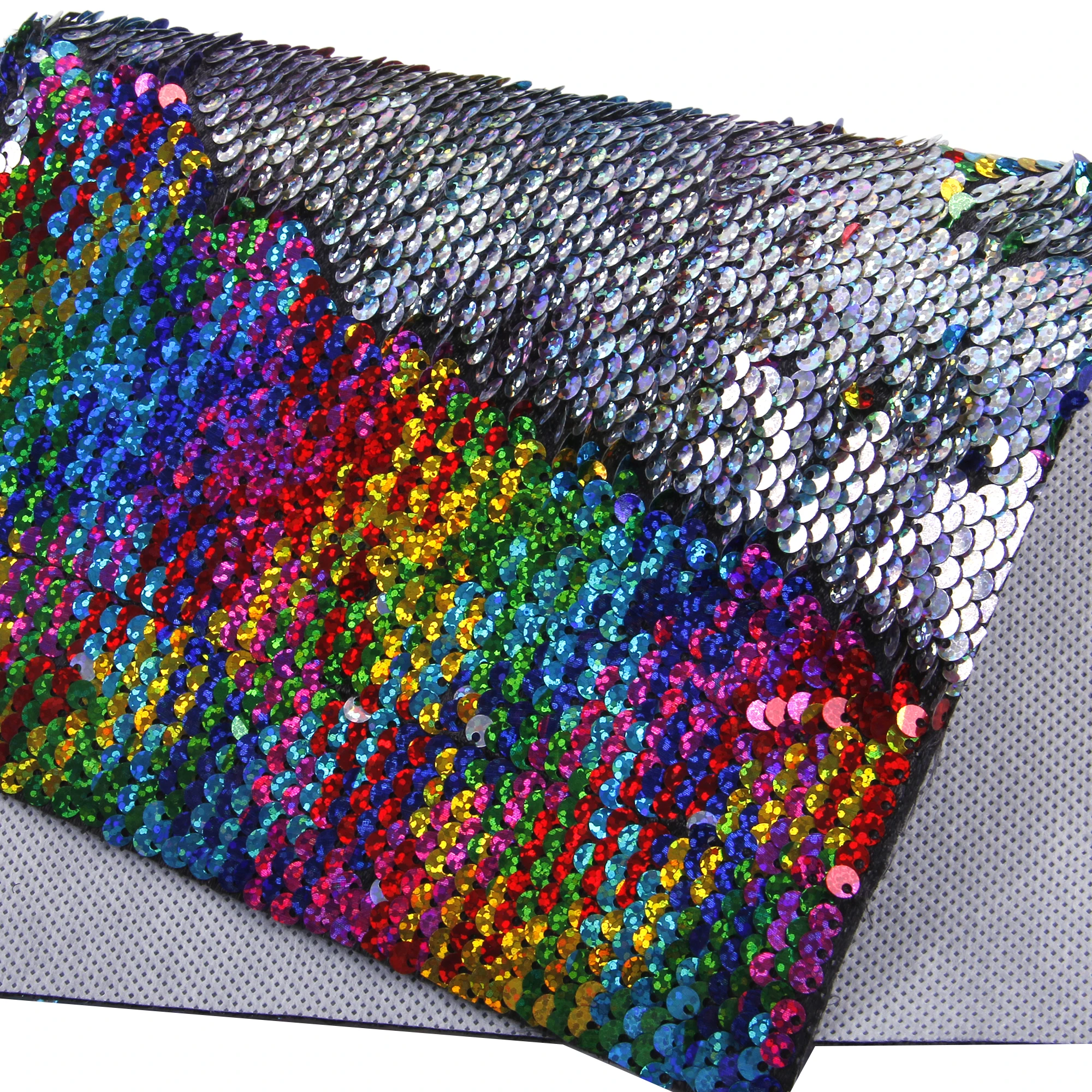 1Pc 7.87x12.99inch Flip Up Reversible Sequins Fish scale Mermaid Fabric Iridescent Rainbow Color Sequins Material for DIY Handba