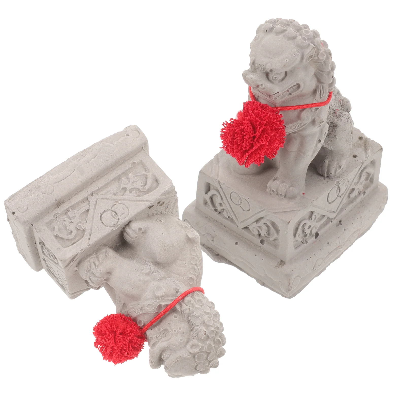 

2 Pcs Stone Lion Ornament Mini Sculpture Traditional Figurine Model Miniature Shape Decors Decoration Chinese Statue Office