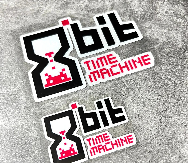 Car Stickers for JDM Creative Pixel Text Bit Time Machine Hourglass Decal Motor Bike Helmet Decorate Tape Graphics