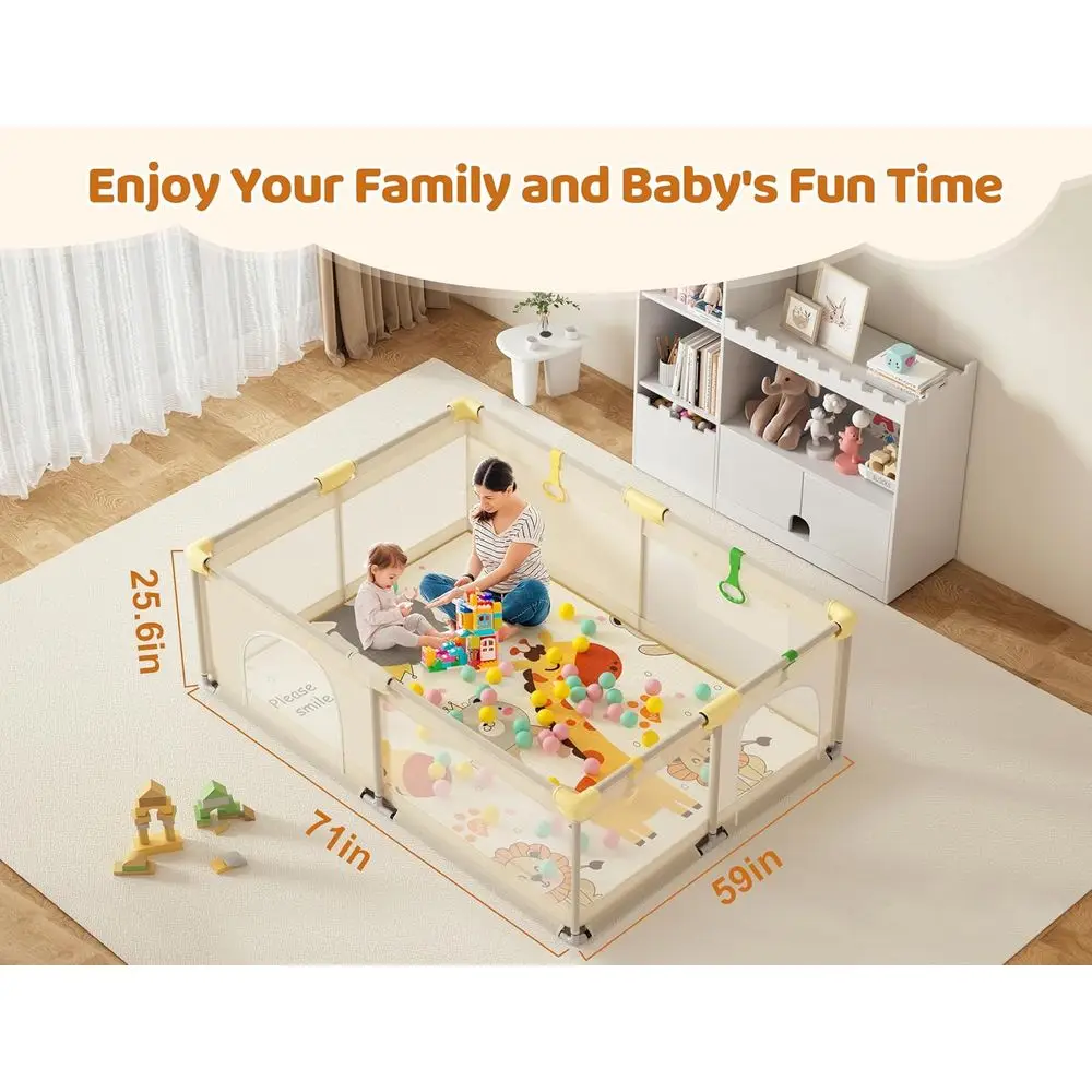 روضة أطفال كبيرة جدًا مقاس 71 × 59 مع حصيرة، ساحة لعب للعب والراحة في الأماكن المغلقة والخارجية