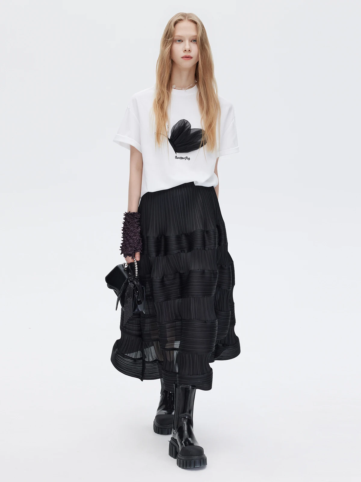 Jupe fine pour femmes, nouvelle jupe longue plissée noire taille haute pour les déplacements à la mode, début d'automne