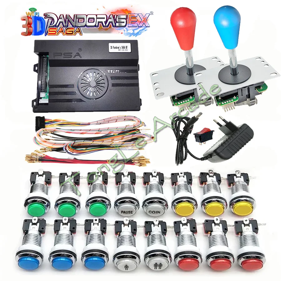 3D WiFi 10888 in 1 Pandora Saga EX2 Box DIY Kit Arcade Game Console 8 Way Joystick Led Lights Push Button Cabinet Bartop