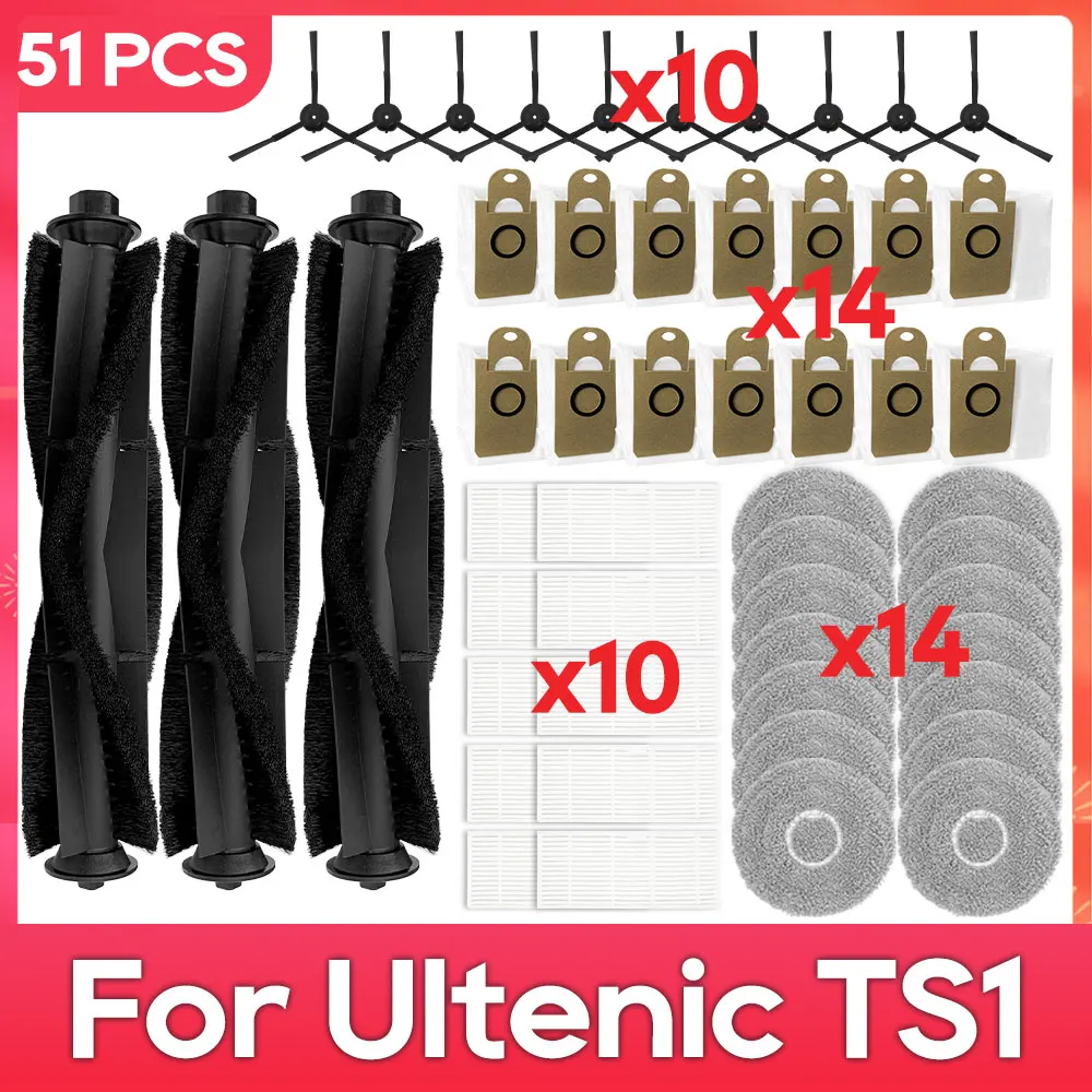 Kompatibel mit Ultenic TS1 Teilen und Zubehör: Hauptbürste, Seitenbürste, Filter, Mopp, Staubbeutel, Roboter-Staubsauger-Sets