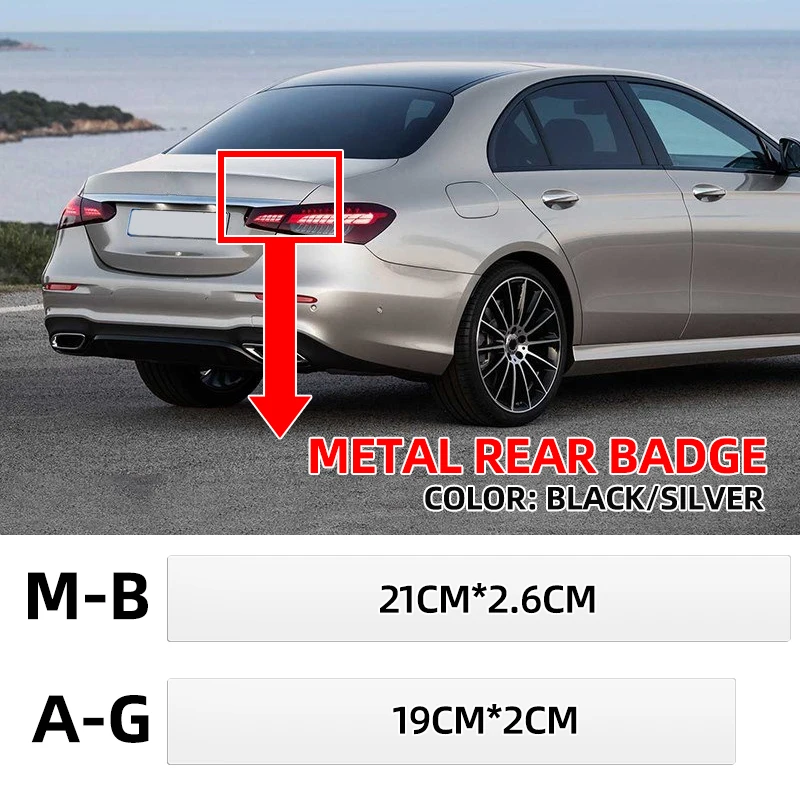 Preto brilhante prata cromo abs emblema letras tronco do carro logotipo emblema adesivo para mercedes benz amg a b c e s gla cla glb glc glk