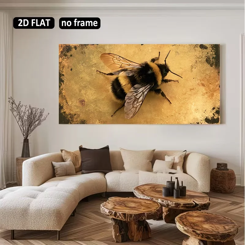 2D Flat, 2D Flat, 2D Flat 1pc 31.49X62.99In 80X160Cm Unframed Large Canvas Prints Bumble Bee Texture Modern Decorative Art Print
