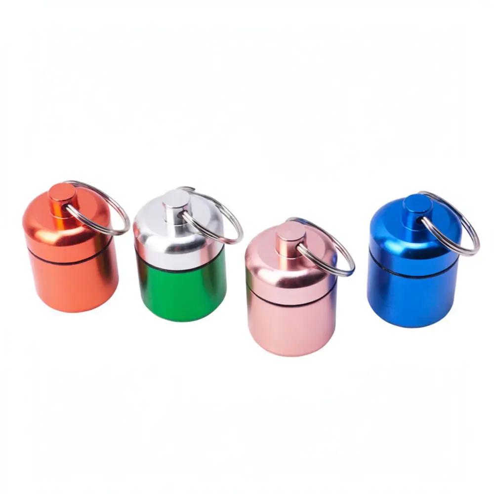 Portable Aluminum Alloy Container Metal Keychain Pill Jar Waterproof Storage Case For Outdoor Travel Earplugs Parts view 6