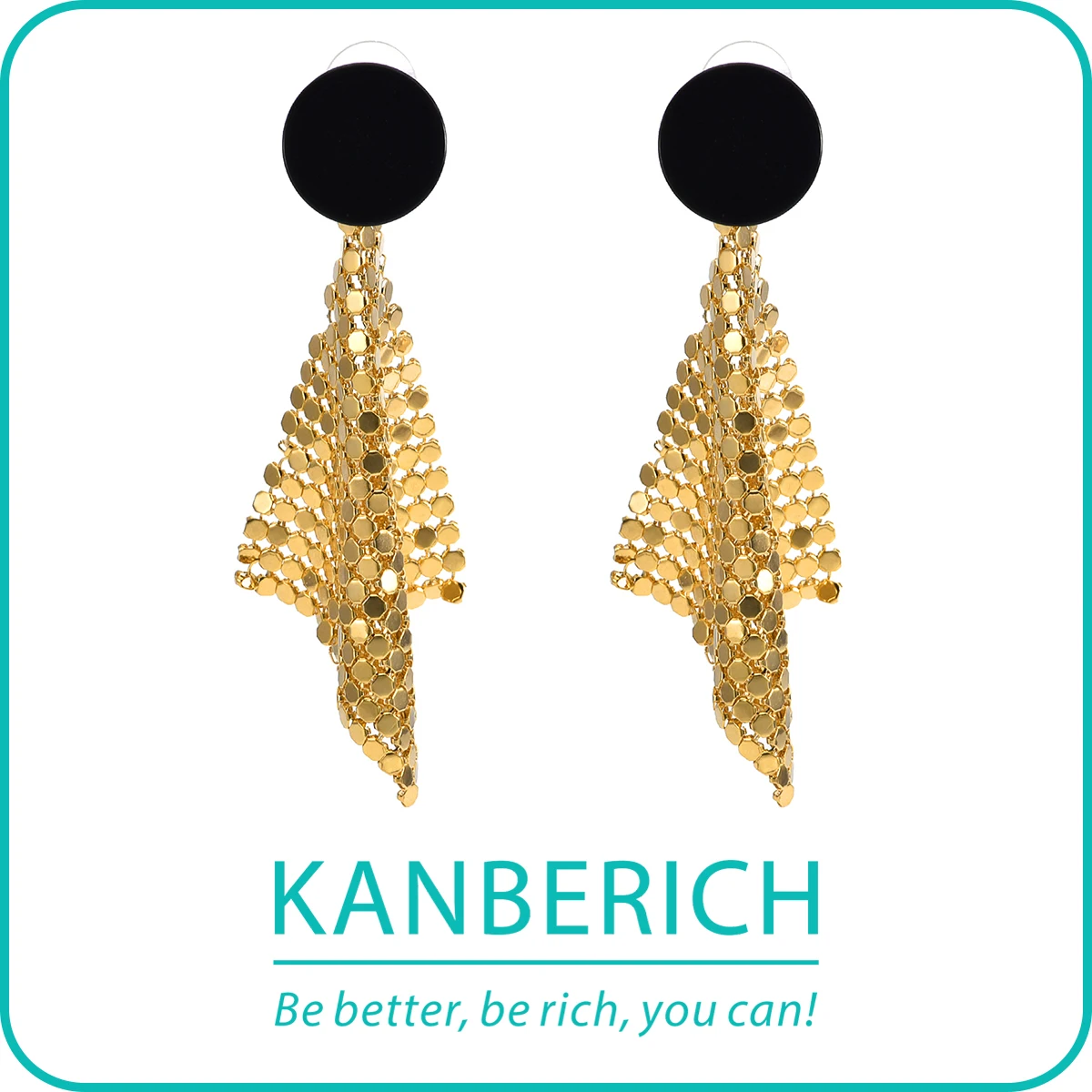 

Kanberich 2024 Latest 18K Gold Plated Brass Round Dots Tassels Women Earrings Metal Wind Earrings Wholesale