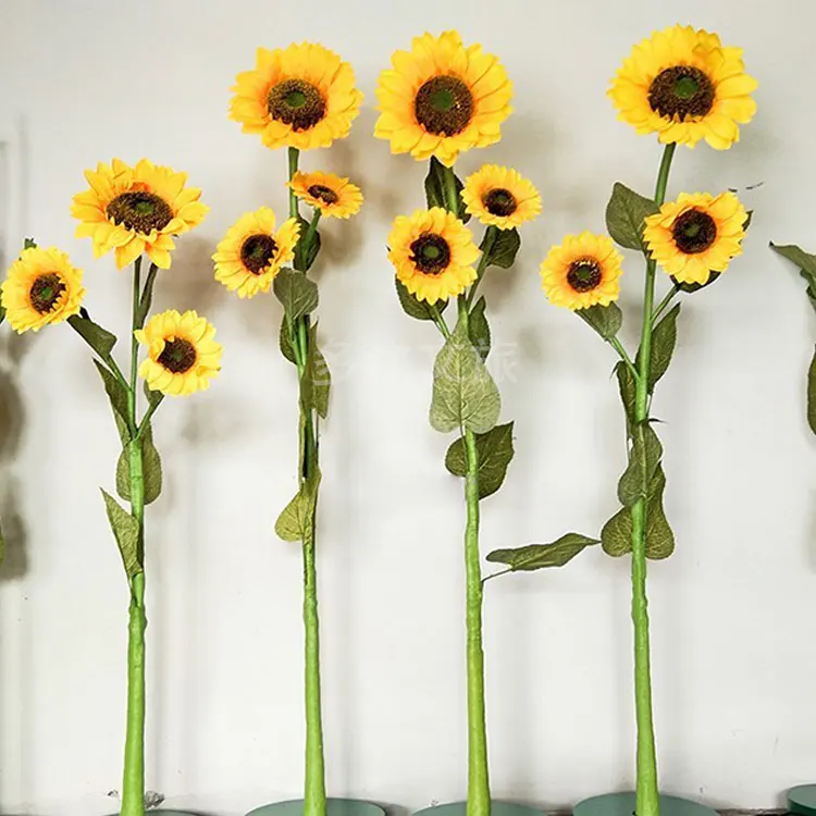 Lifelike automatic head swing eternal simulated sunflower artificial stem blossom flower interactive warming decorations props