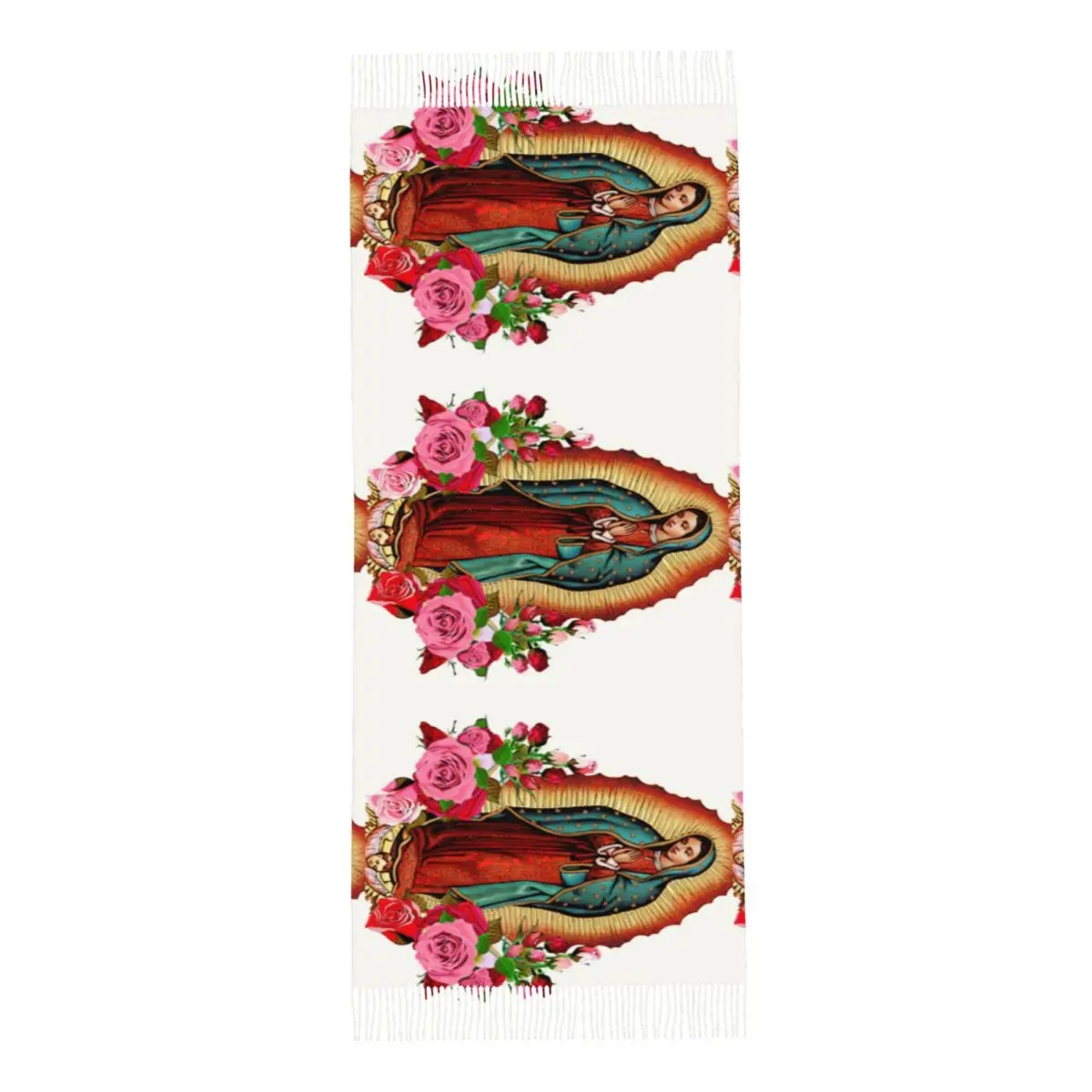 Our Lady Of Guadalupe Scarf for Women Warm Winter Pashmina Shawl Wrap Virgin Mary Long Large Scarves with Tassel Daily Wear