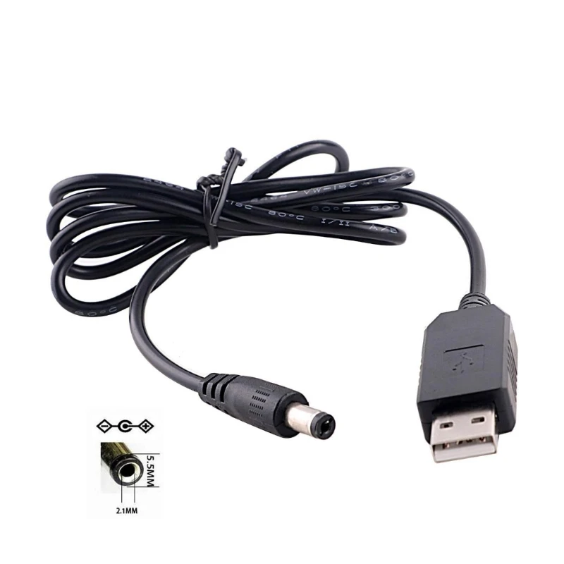 USB to DC5.5mmx2.1mm Power Regulator Charging Cable Cord DC5V to 5V 9V 12V Adjustable Voltage Booster Line  for Routers Speakers