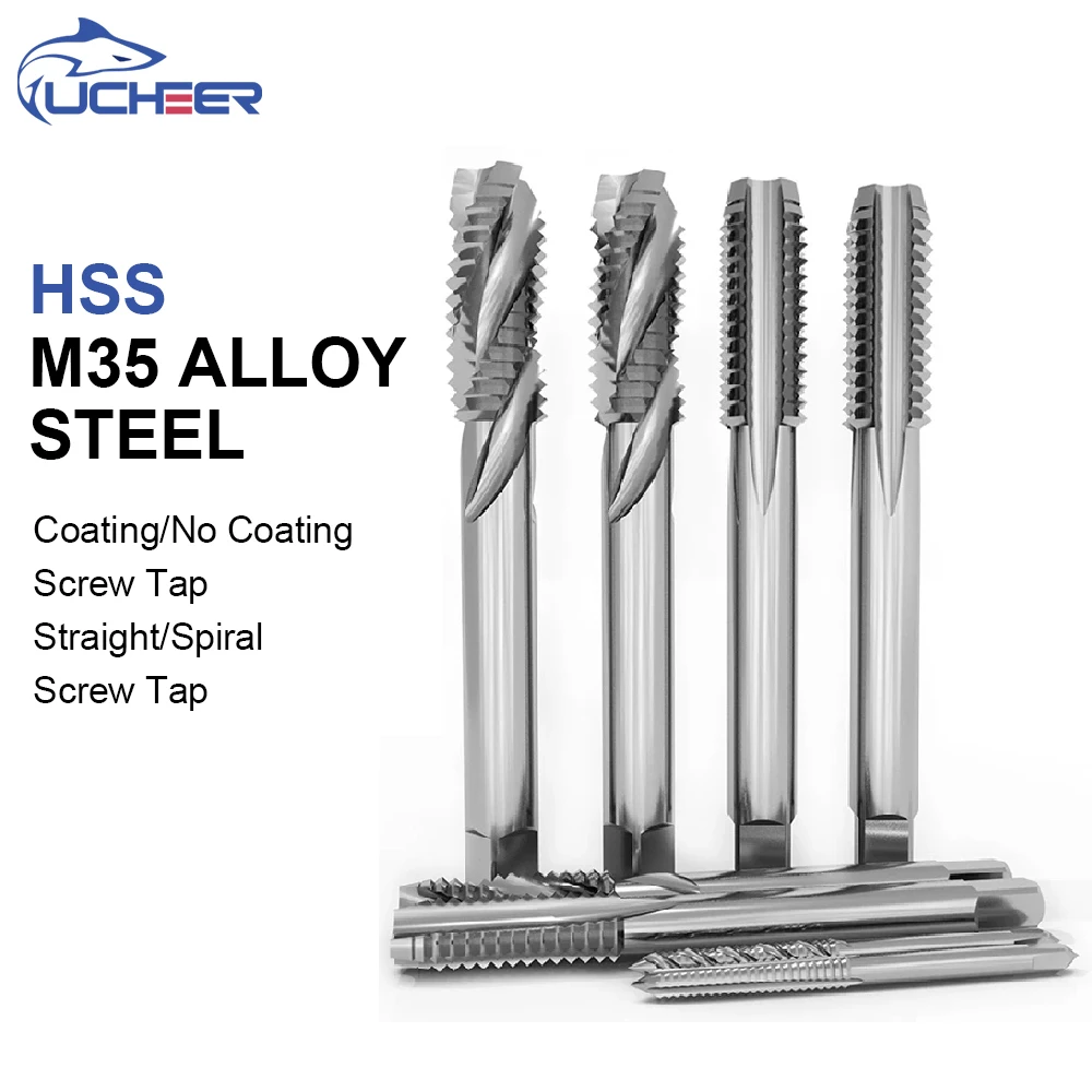 UCHEER HSS Machine Screw Tap Cobalt Tap Drill Tools Straight Fluted Screw Thread Tap Set Plug Tap M3 M4 M6 M8 M10 M12 Drill Bits