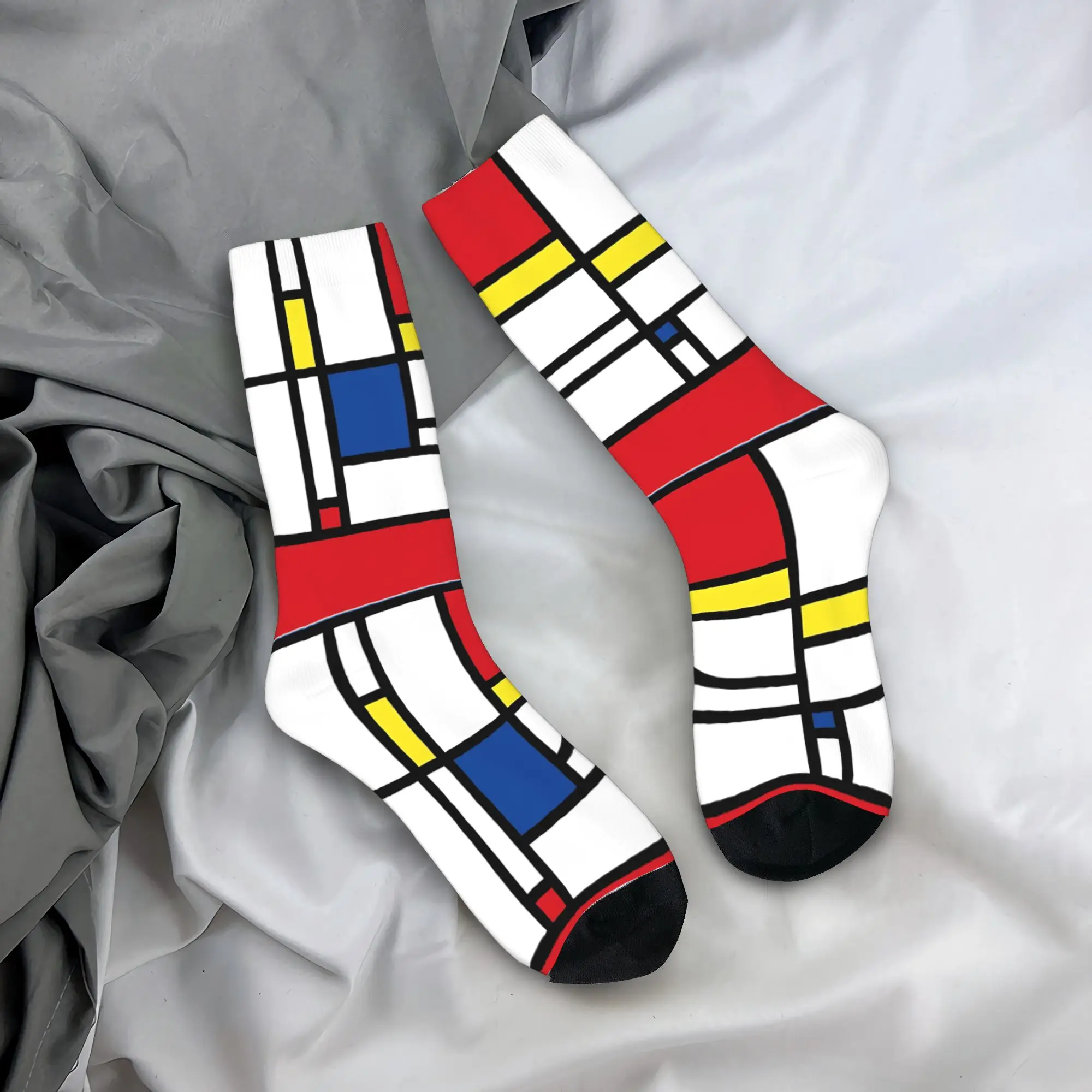 

Piet Mondrian Abstract Pop Art Socks Funny Stockings Autumn Non-Slip Men's Socks Warm Soft Printed Outdoor Socks