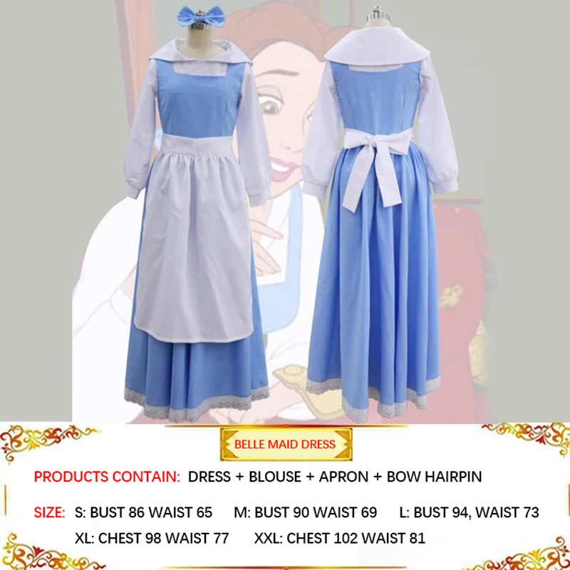 Beauty and Beast Game Server Belle Princess Dress Theme Party Belle Maid Dress cospla Y performance costume