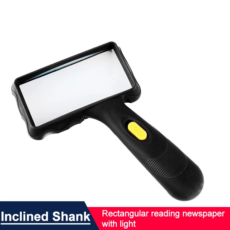 Square magnifying glass for elderly reading HD authentic reading glasses handheld with lamp for elderly high power font 10 times
