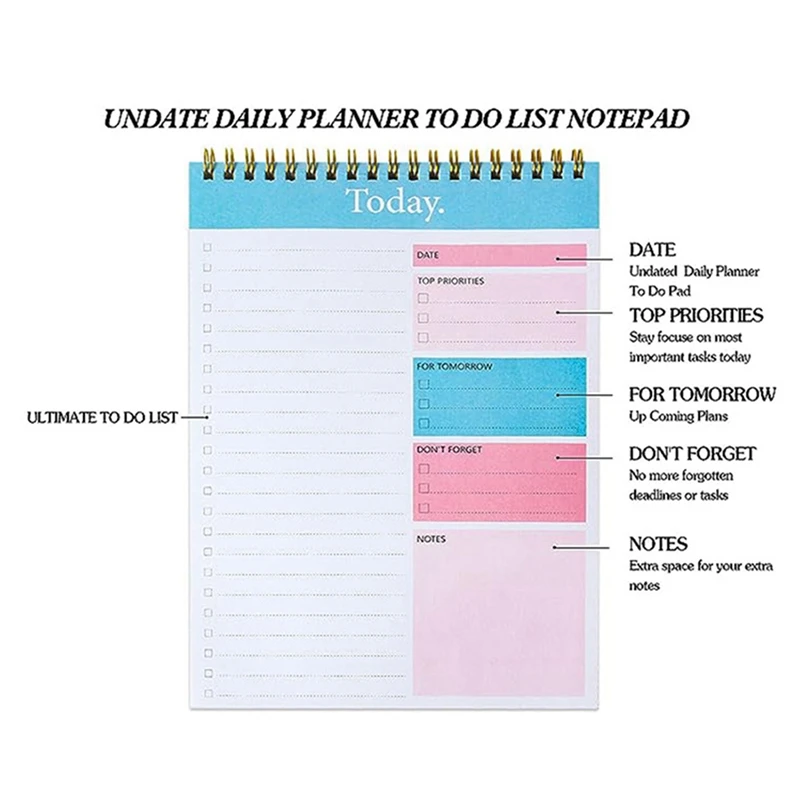 Weekly Planner Notebook Paper, Do List Notepad, Daily Task Pad, Productivity Note Organizer, 5.6 "x 8.5", 2 pcs