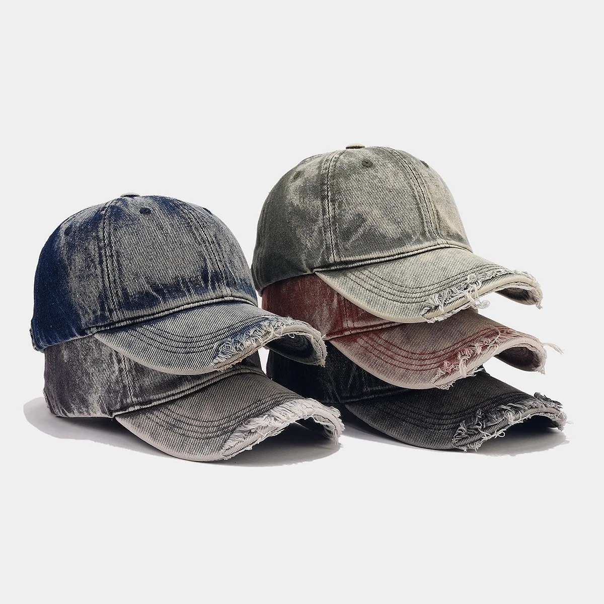 New Ripped Brim Denim Baseball Cap Men Women Retro Washed Cotton Trucker Hat Japanese Fashion Adjustable Shade Hat