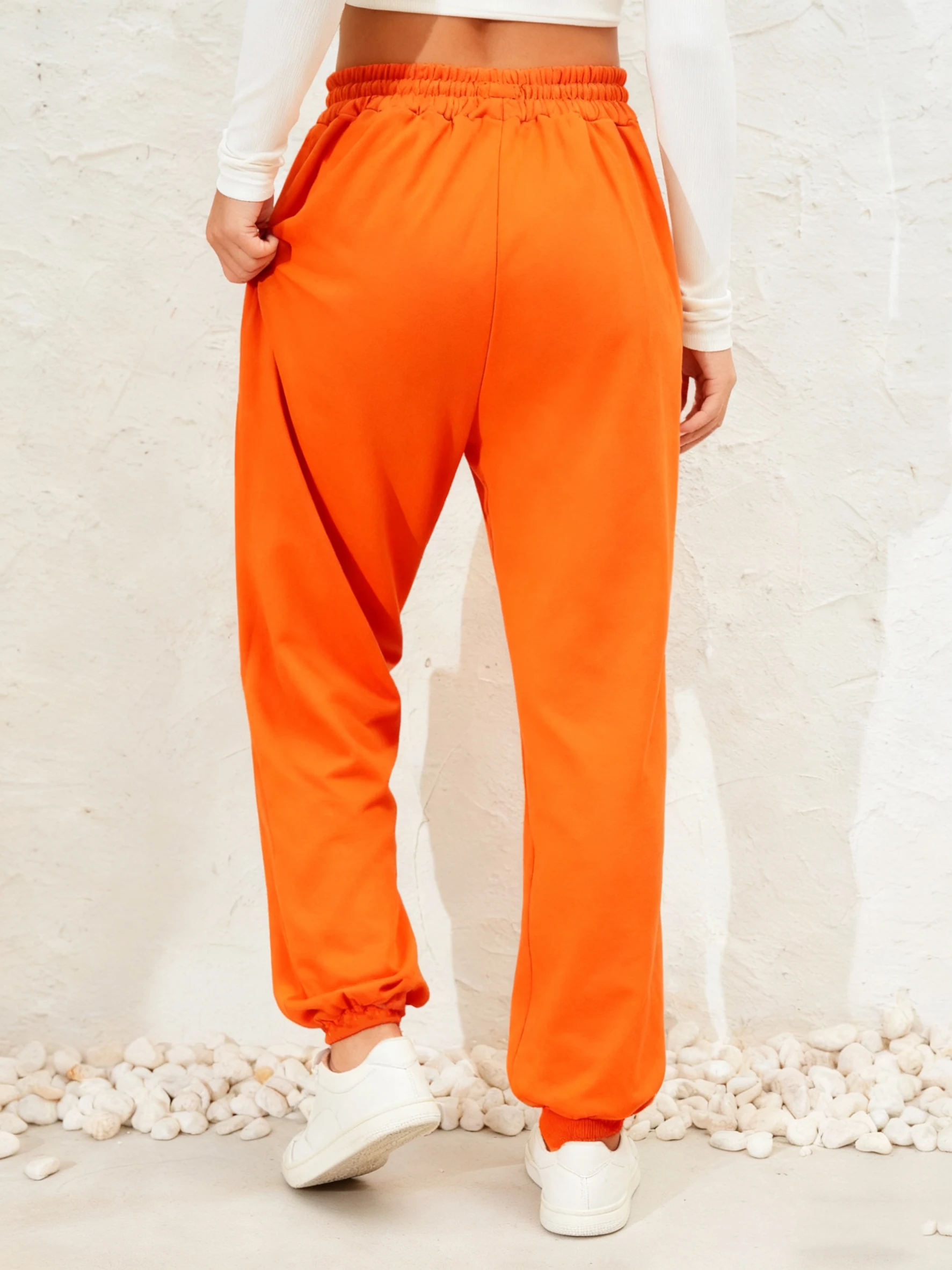 Retro Künstlerische Buchstabe R Druck Jogginghose Frauen Grundlagen Jogger Hosen Tasche Bequeme Warme Hosen Casual Frau Streetwear