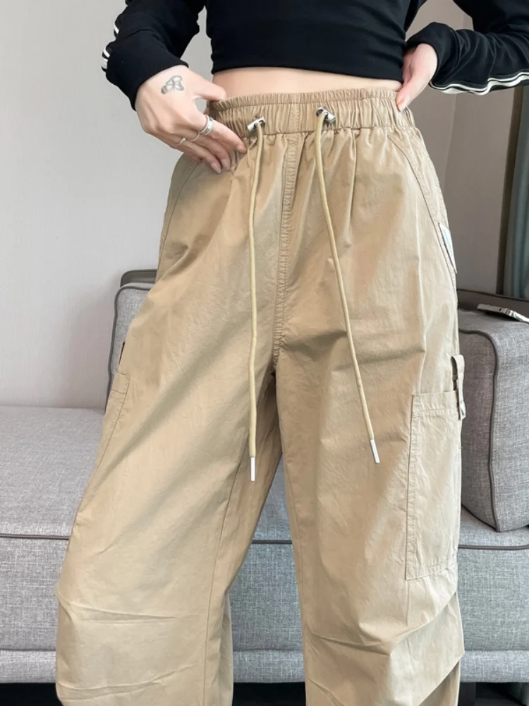 Khaki Quick Dry Work Pants Women's Autumn 2026 New American Small Size High Waist Trousers for Climbing Sports And Leisure