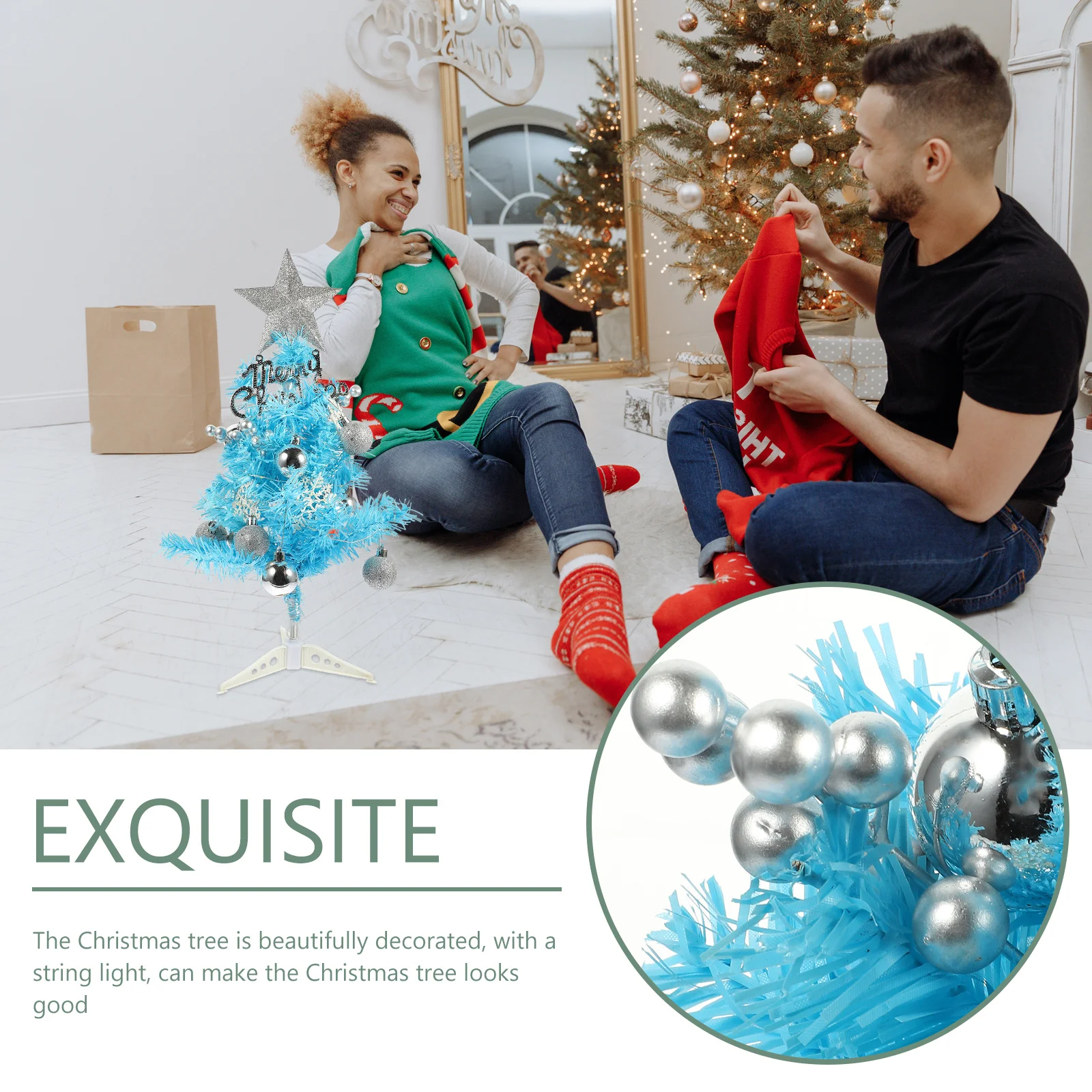 

1Set Mini Xmas Tree Ornament Exquisite Christmas Tree Decor Festival Party Decoration Tabletop Ornament Home Desktop Decoration