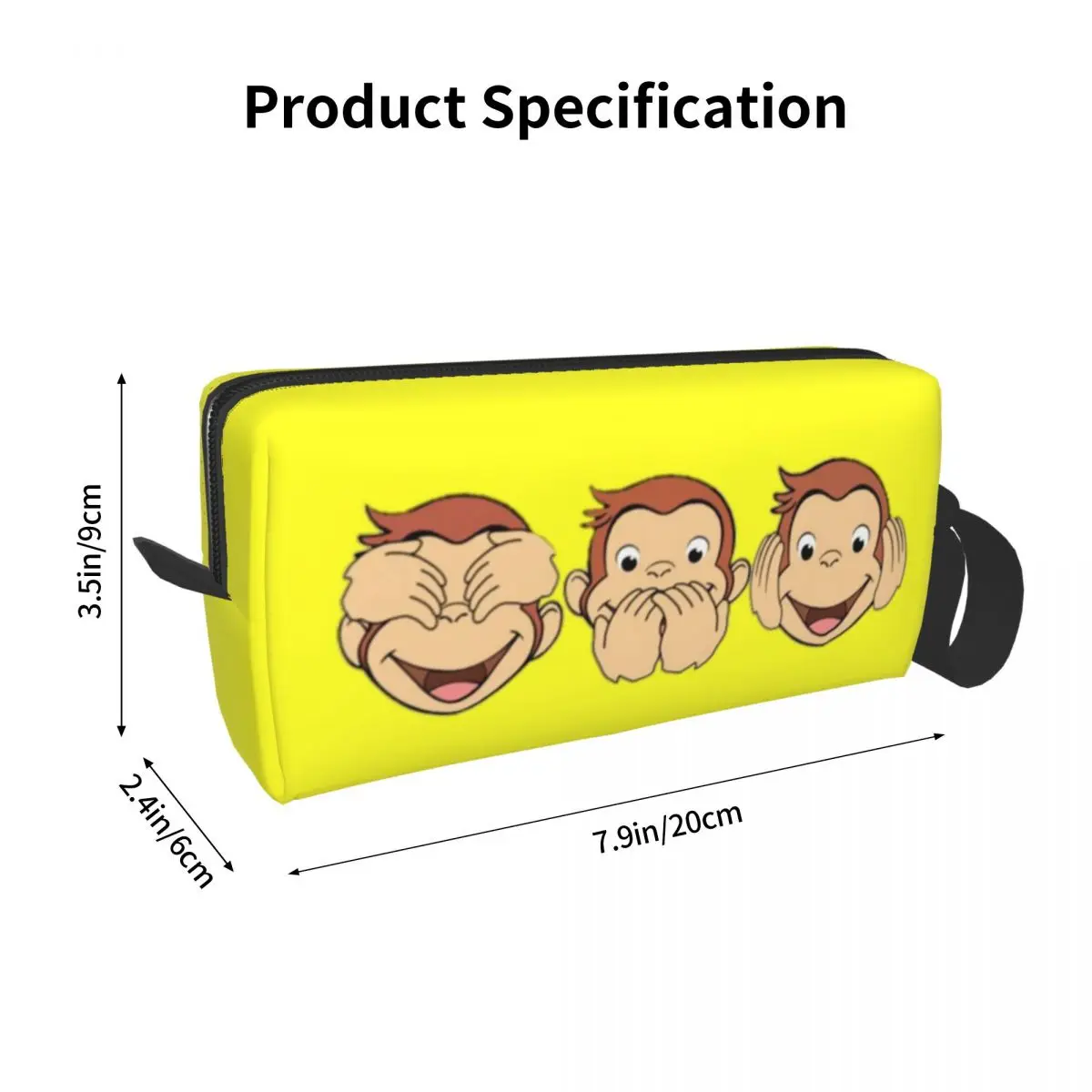 Funny Manga Makeup Bag Women Travel Cosmetic Organizer Cute Curious George Monkey Storage Toiletry Bags