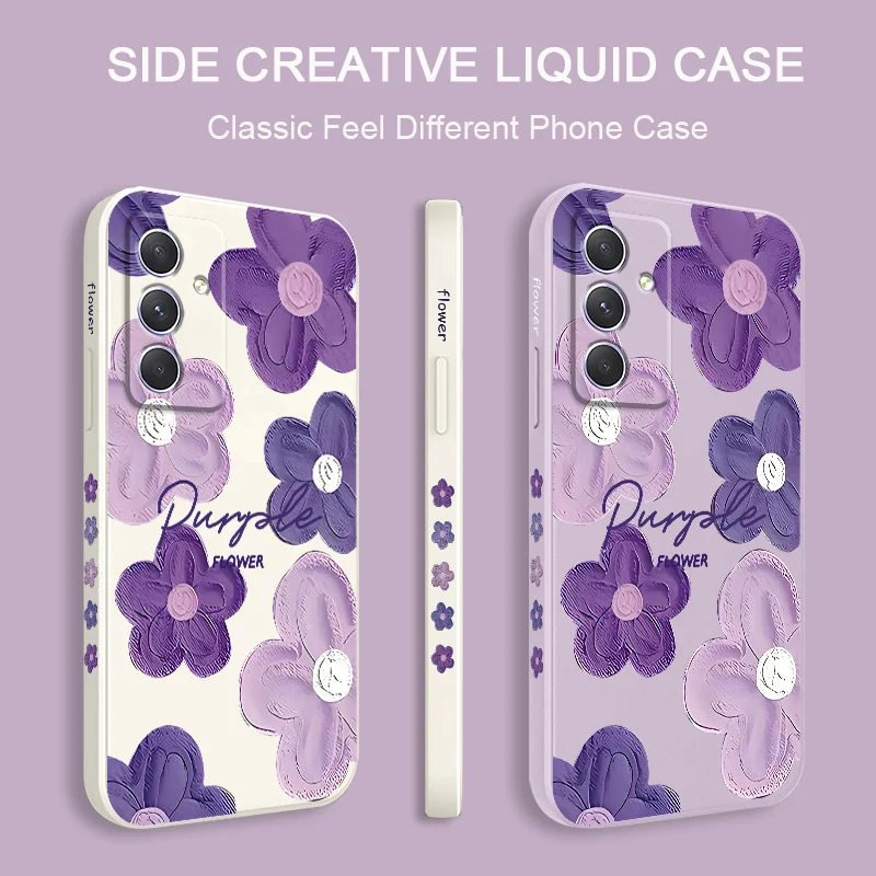 Purple Flower Case For Samsung A54 A34 A24 A56 A36 A26 A17 A16 A07 A06 A73 A53 A33 A23 A13 A72 A52 A32 A22 A15 A25 A35 A55 4G 5G